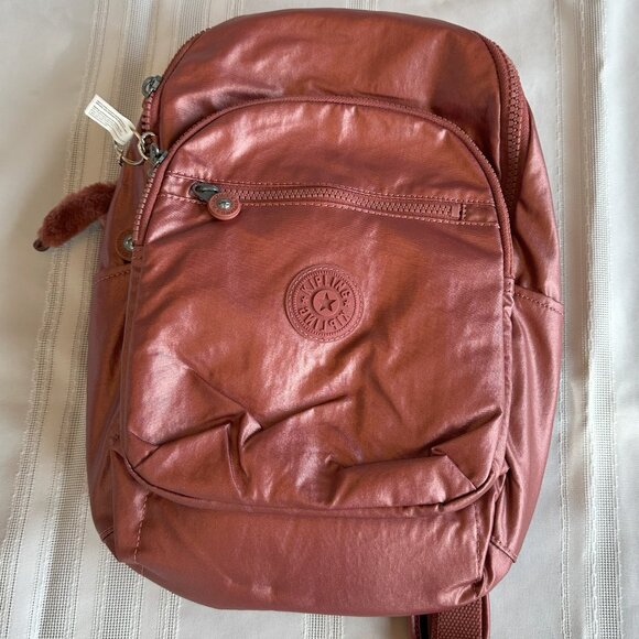 KIPLING SEOUL SMALL TABLET BACKPACK - Copper Metallic - NEW WITH TAGS - Picture 1 of 8